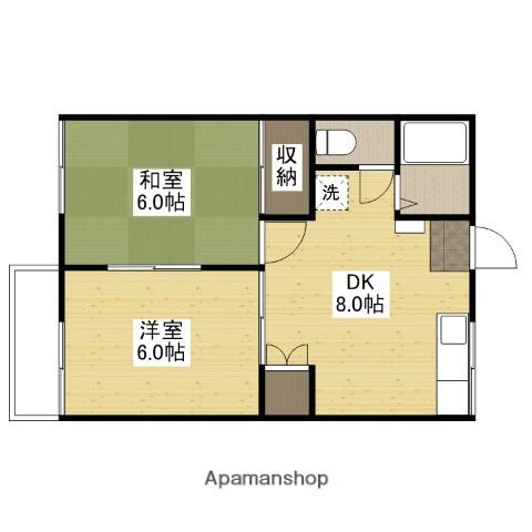 ハイツ栗栖 A棟(2DK/1階)の間取り写真