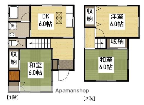 広島電鉄宇品線 宇品四丁目駅 徒歩5分 2階建 築49年(3DK)の間取り写真