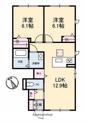 カーサ フェリーチェ(2LDK/1階)の間取り写真
