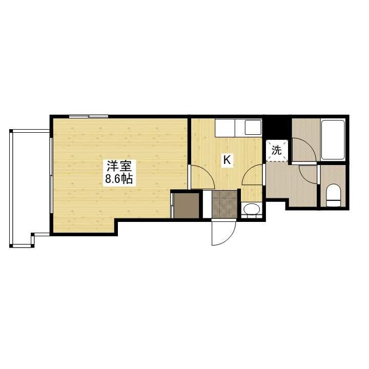 的場Yビル(1K/6階)の間取り写真