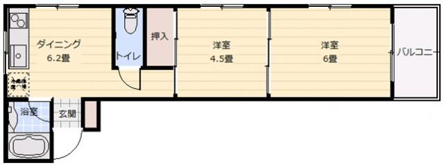 メゾンド・ウエスト(2DK/3階)の間取り写真