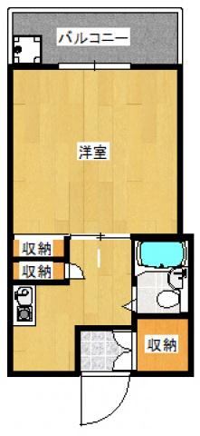 ウィンディア舟入南(1K/2階)の間取り写真