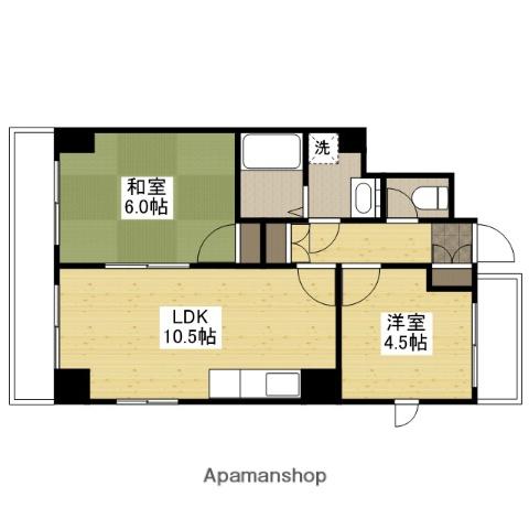 ハーモニー白島(2LDK/4階)の間取り写真