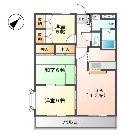 フォレストハイムD(3LDK/2階)の間取り写真
