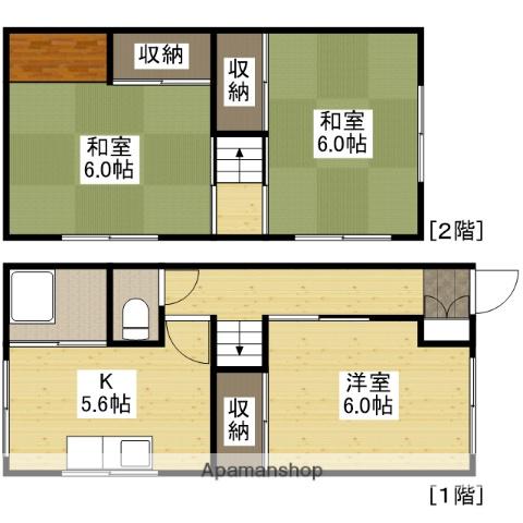 アストラムライン 長楽寺駅 徒歩11分 2階建 築47年(3K)の間取り写真