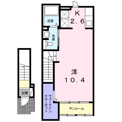ブライト海岸(ワンルーム/2階)の間取り写真