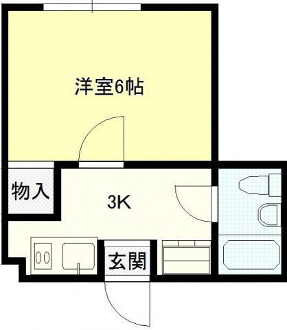 ジョイフル河原町(1K/2階)の間取り写真