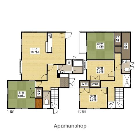 広島県広島市佐伯区 2階建 築37年(4LDK)の間取り写真