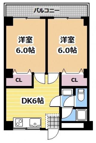 日吉マンション(2DK/2階)の間取り写真
