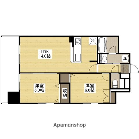 ウイング宝町サード(2LDK/18階)の間取り写真