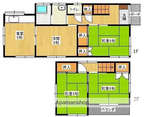 山陽本線 天神川駅 徒歩18分 2階建 築101年(4DK)の間取り写真