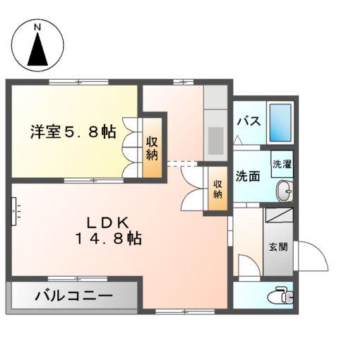 ベルジュ・シュシュ(1LDK/2階)の間取り写真