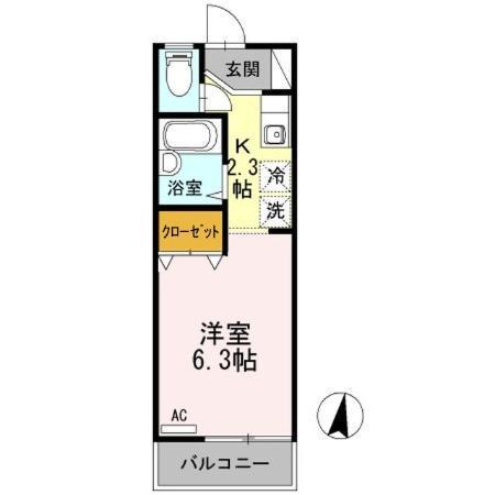 セジュール上瀬野(ワンルーム/1階)の間取り写真