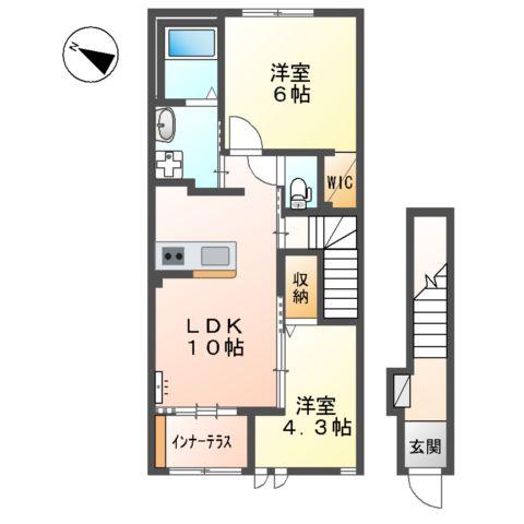 SOLEIL.KAY(2LDK/2階)の間取り写真