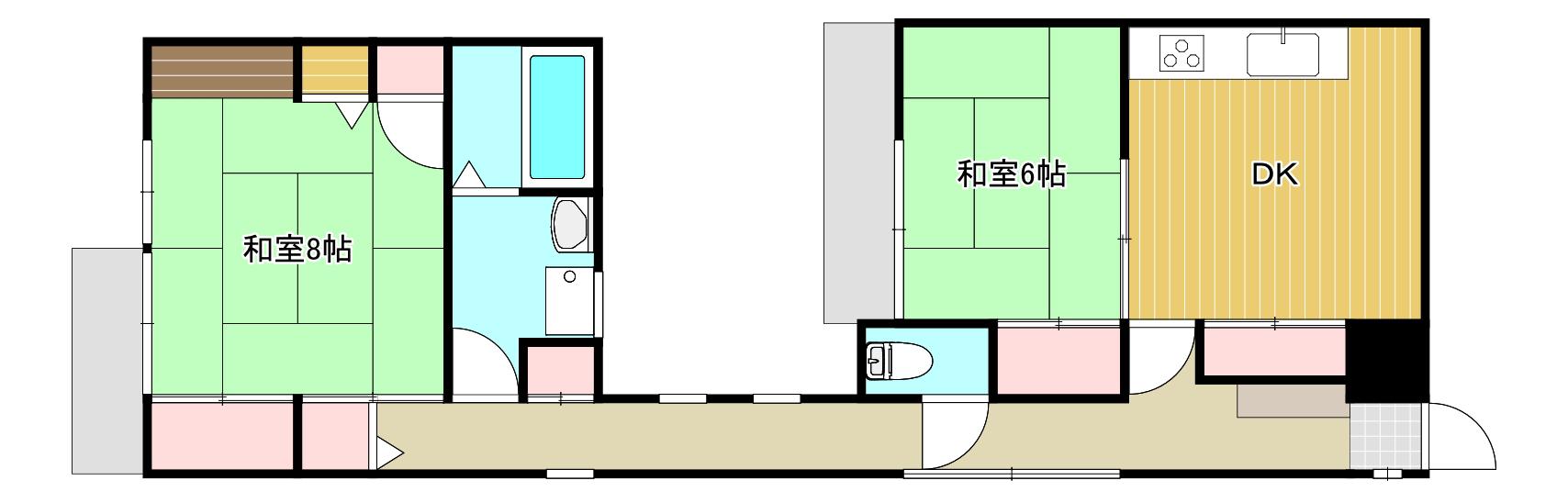 EFT二葉の里(2DK/2階)の間取り写真