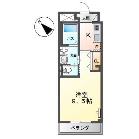 ウィステリアⅤ番館(1K/2階)の間取り写真