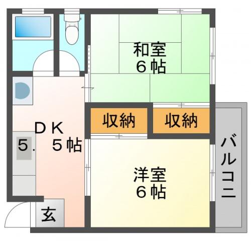 CALM吉島(2K/4階)の間取り写真