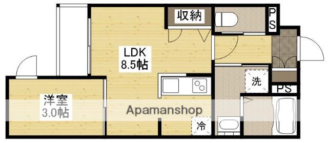 月光安芸中央(1LDK/3階)の間取り写真