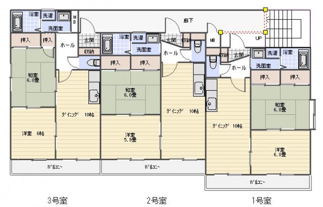 アセント宇品M1(2LDK/4階)の間取り写真