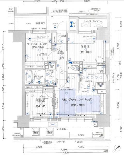 プレサンス ロジェ 昭和町ザ・レジデンス(2SLDK/4階)の間取り写真