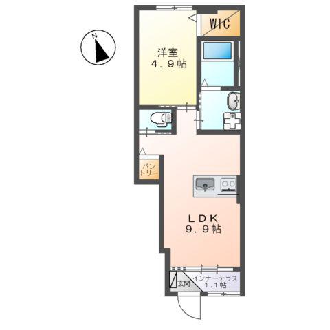 コンビデンス Ⅱ(1LDK/1階)の間取り写真
