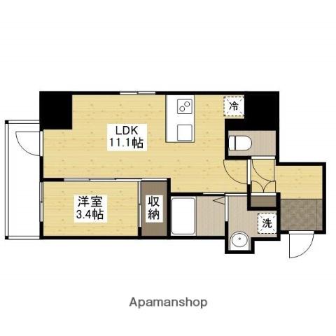 LASANTE舟入本町(1LDK/11階)の間取り写真