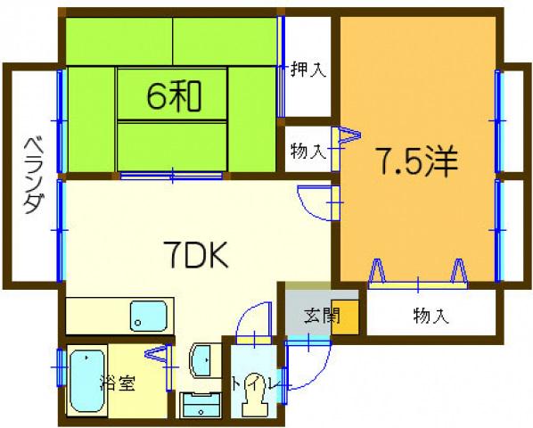 ウィンディア相・藤井(2DK/2階)の間取り写真
