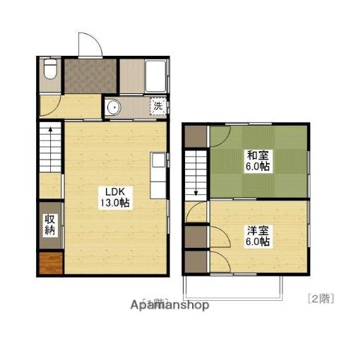 広島電鉄宮島線 高須駅(広島) 徒歩7分 2階建 築49年(2LDK)の間取り写真