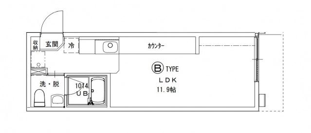 ヴィラ リヴィエール(ワンルーム/1階)の間取り写真
