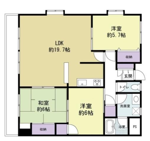 メモリーさくらネット(3LDK/2階)の間取り写真