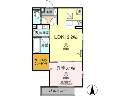 CAMPANELLA上大須賀(1LDK/1階)の間取り写真