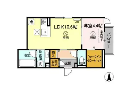 CAMPANELLA上大須賀(1LDK/1階)の間取り写真