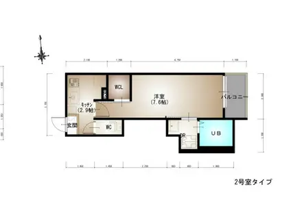 REGALESTーS 宇品御幸(1K/2階)の間取り写真