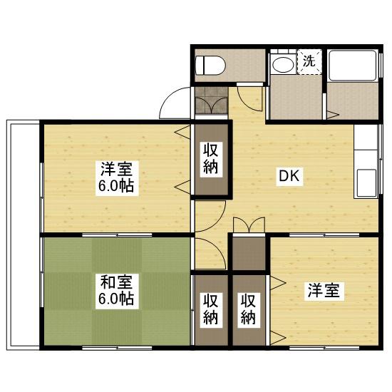 アルファⅠ(3DK/2階)の間取り写真