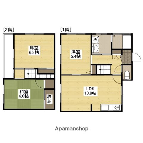 アストラムライン 中筋駅 徒歩6分 2階建 築41年(3LDK)の間取り写真