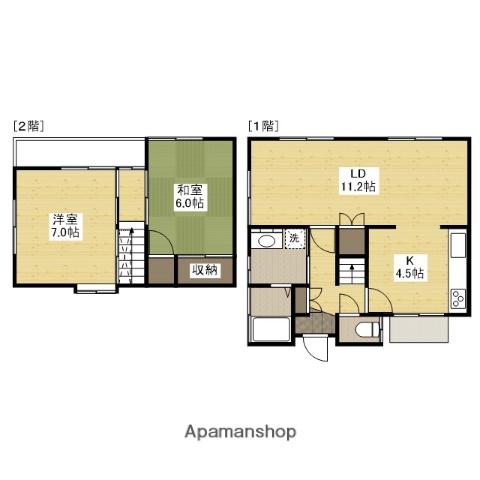 アストラムライン 中筋駅 徒歩6分 2階建 築41年(2LDK)の間取り写真