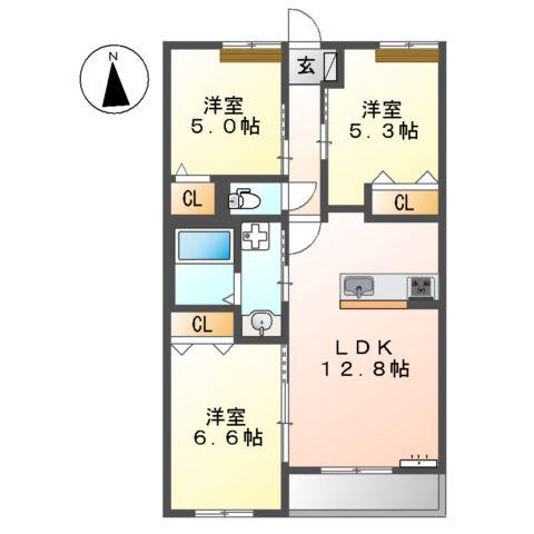 アデランテみくまり(3LDK/2階)の間取り写真