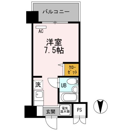 ベルハウス(ワンルーム/3階)の間取り写真