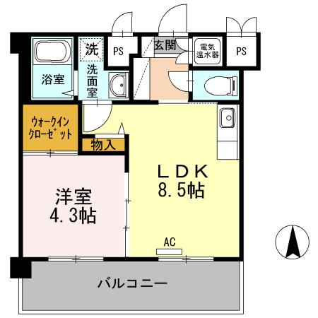 ベルハウス(1LDK/3階)の間取り写真