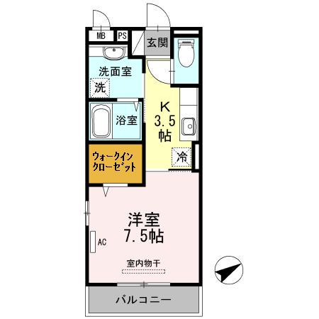 ル メルシェ(1K/2階)の間取り写真