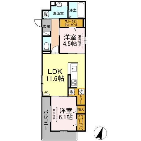 エントピア東雲(2LDK/1階)の間取り写真