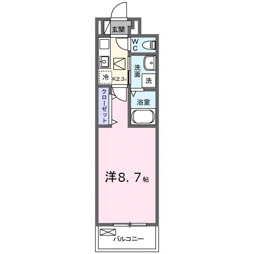 エスポワール鶴江 C(1K/1階)の間取り写真