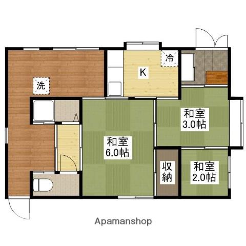 広島電鉄宇品線 広電本社前駅 徒歩5分 1階建 築80年(3K)の間取り写真