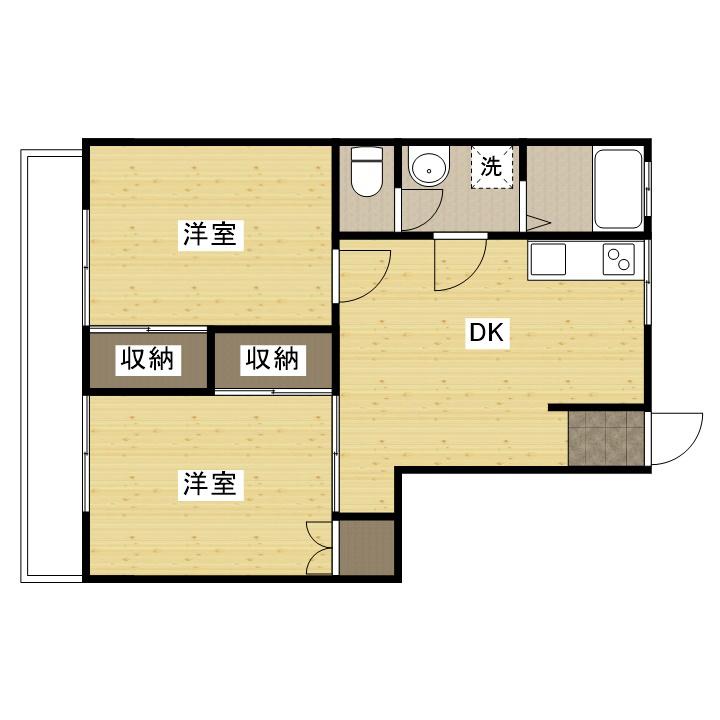 宮原ビル(2DK/2階)の間取り写真