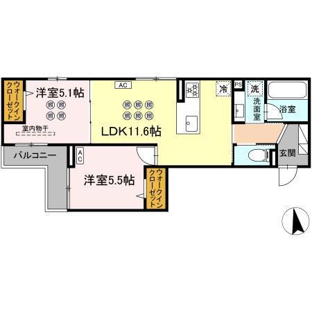 D-ROOM VILLA(2LDK/3階)の間取り写真