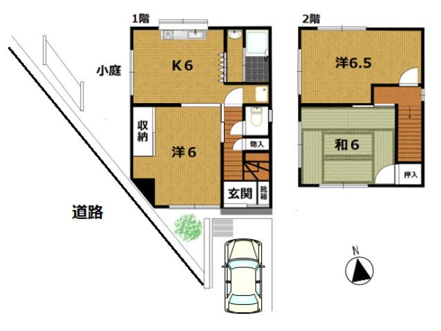 アストラムライン 伴駅 徒歩10分 2階建 築49年(3DK)の間取り写真