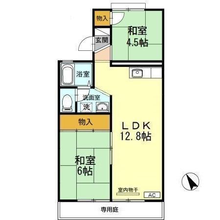 サンドール南(2LDK/1階)の間取り写真
