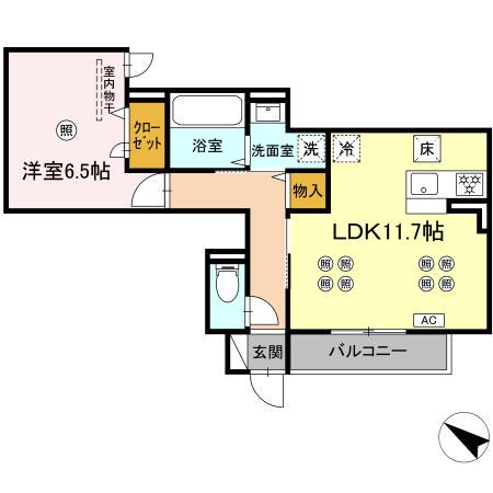 GROVE(1LDK/1階)の間取り写真