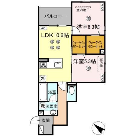 スリール・コート(2LDK/2階)の間取り写真