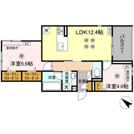 スリール・コート(2LDK/3階)の間取り写真